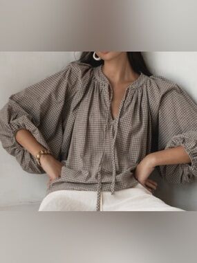 DAUGHTERS OF INDIA poet gingham blouse